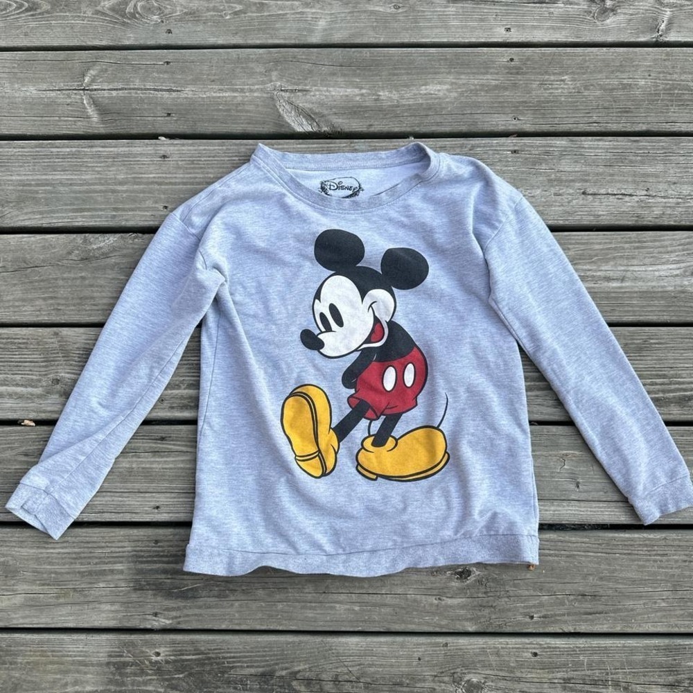 Disney Mickey Mouse Graphic Sweatshirt‎ Heather Gray Pullover Medium M Disney